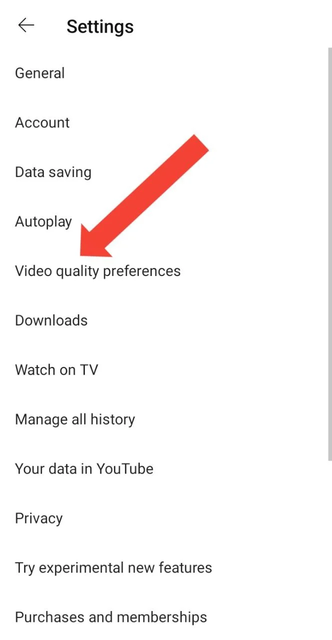 video quality preferences par click kare