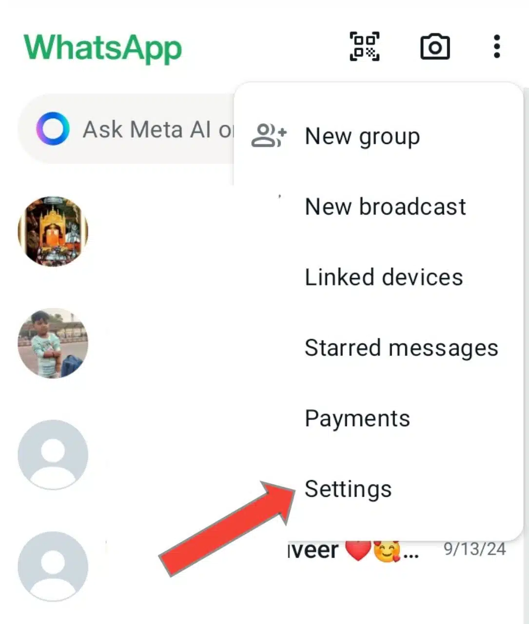 whatsapp setting par click kare