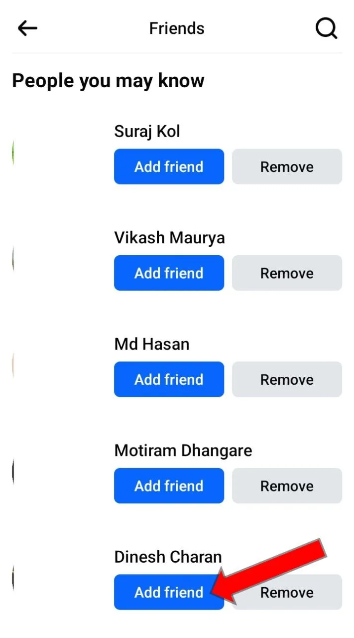 add friend option par click kare