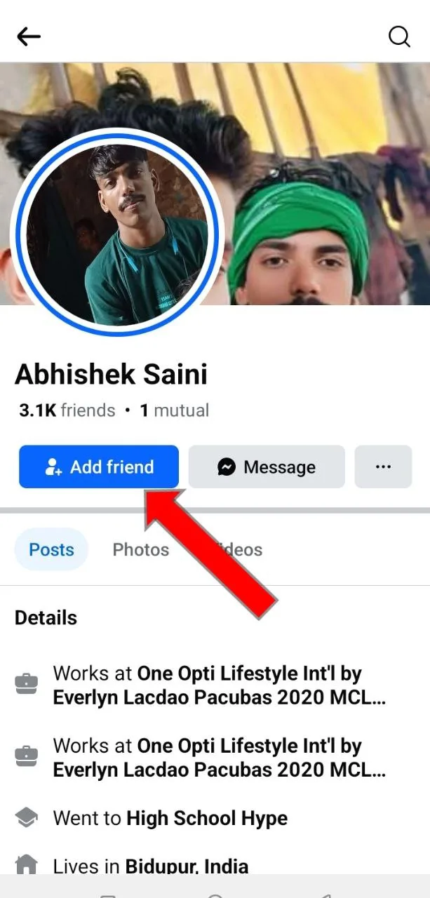 add friend par click kare